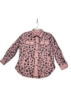 Briley Pink Leopard Print Corduroy Shacket Jacket Women’s Size Medium